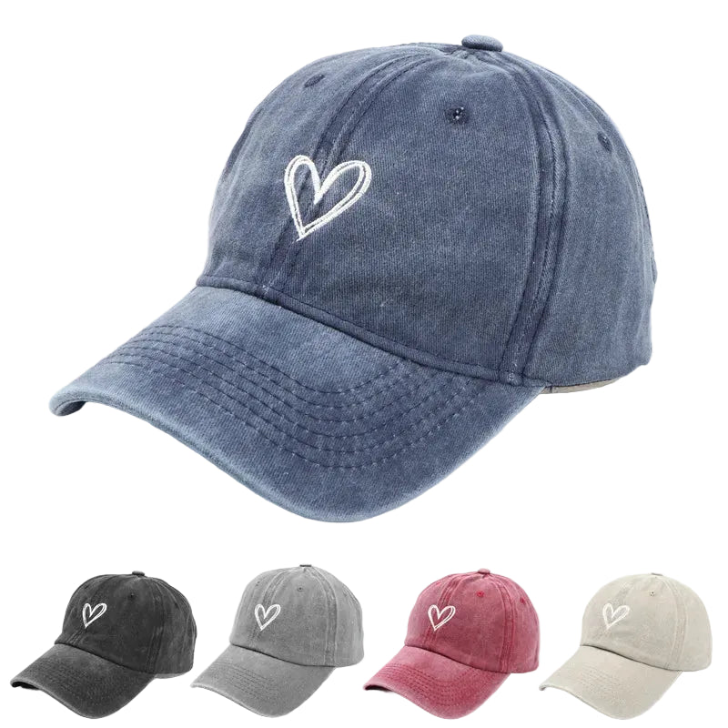 ROBBY Peach Heart Denim Baseball Cap