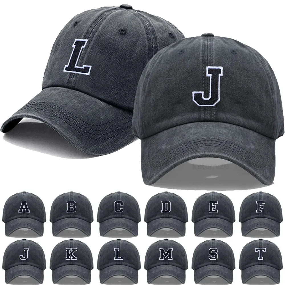 ROBBY Initial Letter A-Z Embroidery  Baseball Cap