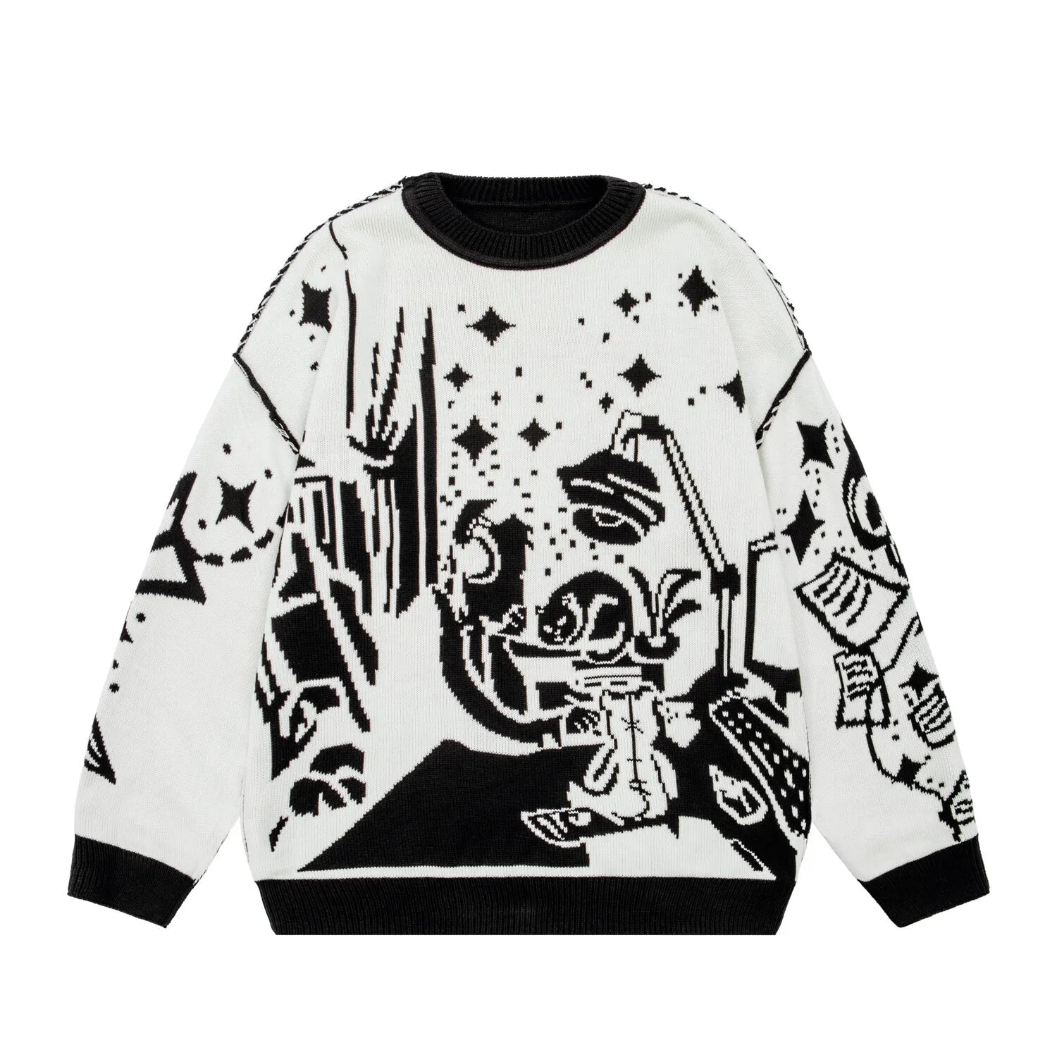 ROBBY Retro Graffiti Knitted Sweater