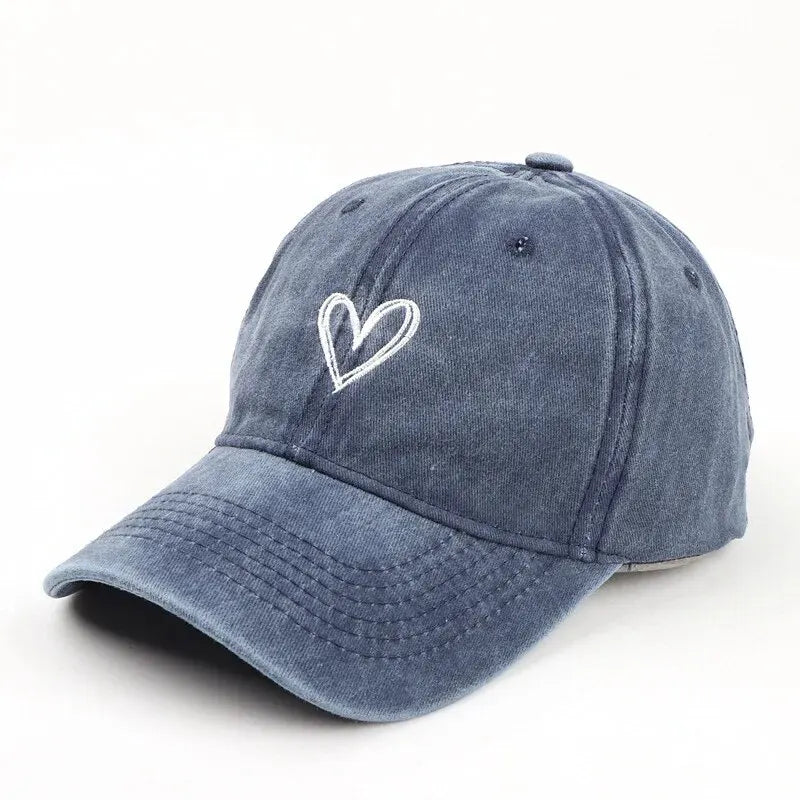 ROBBY Peach Heart Denim Baseball Cap