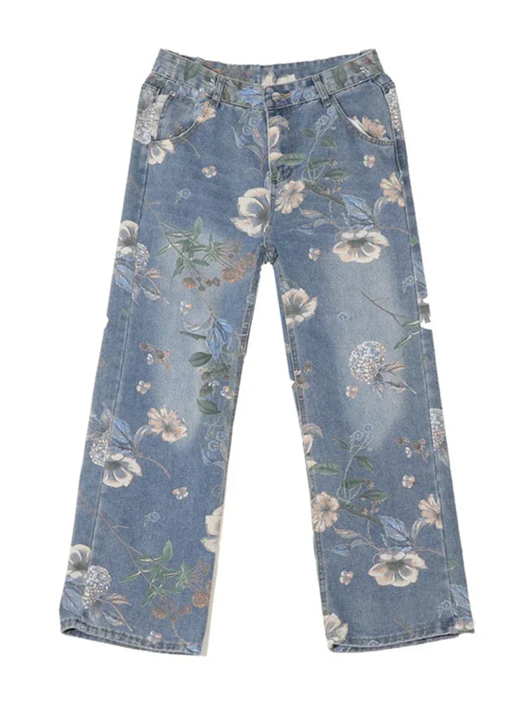 ROBBY Autumn Floral Baggy Jeans
