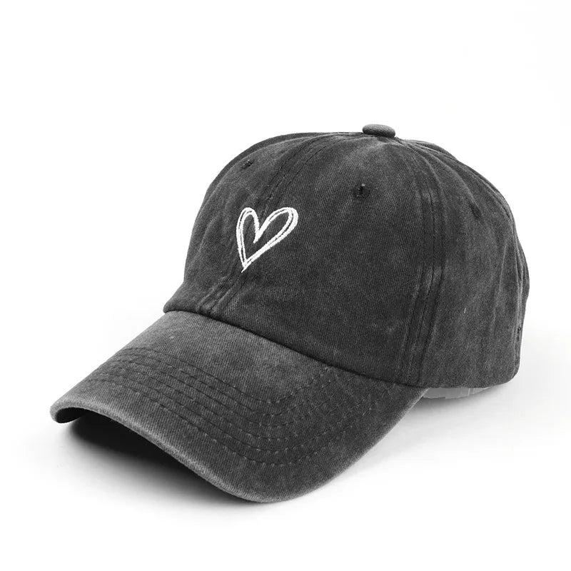 ROBBY Peach Heart Denim Baseball Cap