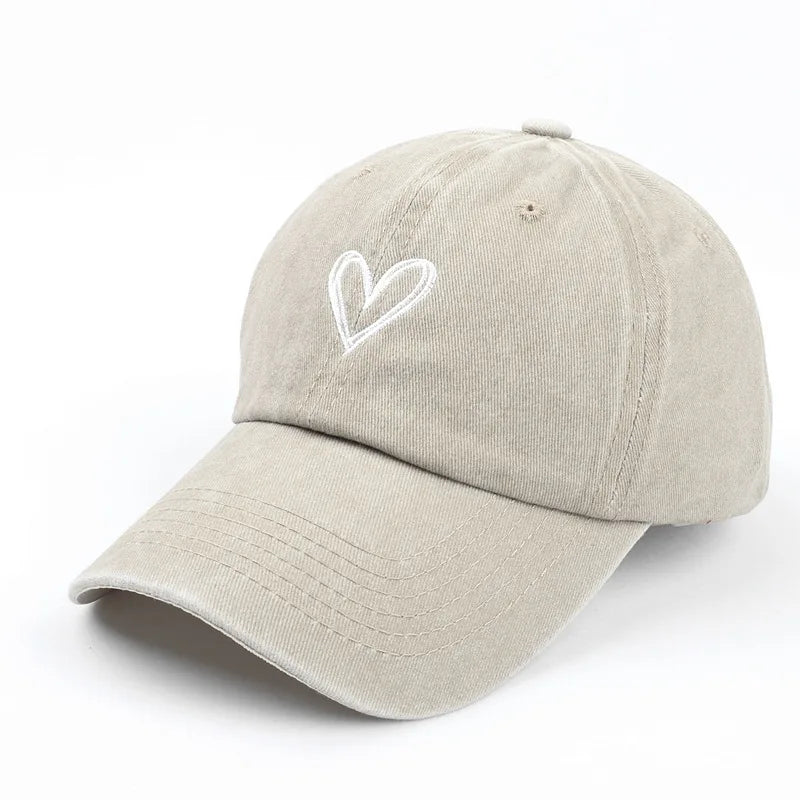 ROBBY Peach Heart Denim Baseball Cap