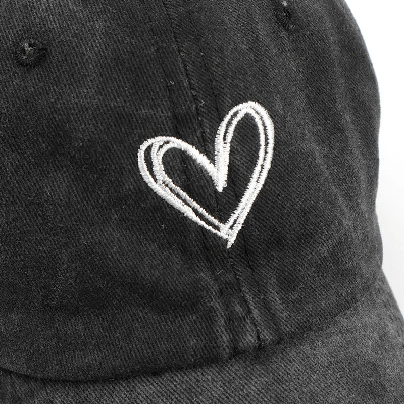 ROBBY Peach Heart Denim Baseball Cap